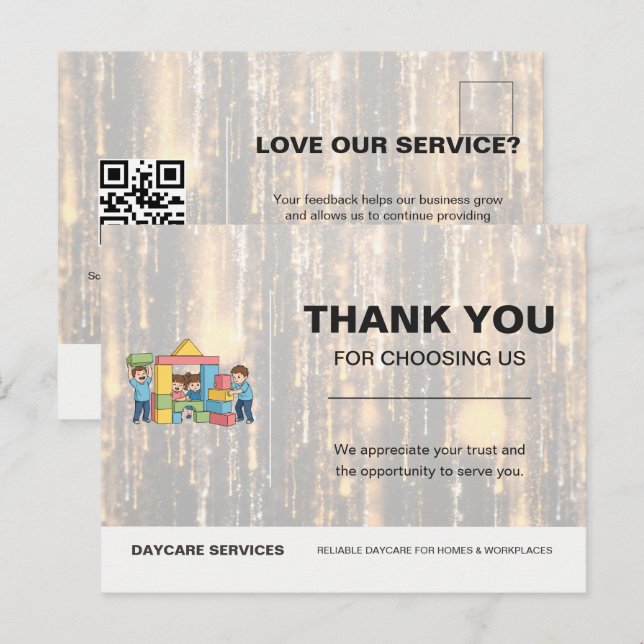 Tarjeta de agradecimiento de marca de guardería el (Anverso / Reverso)