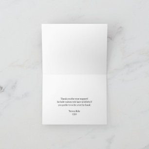 Tarjeta de agradecimiento de marca minimalista neg
