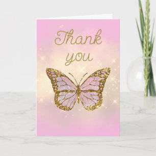tarjeta de agradecimiento de mariposa con purpurin