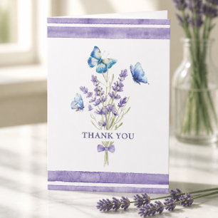 Tarjeta de agradecimiento de mariposas azules y la