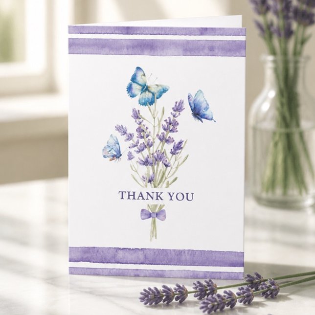 Tarjeta de agradecimiento de mariposas azules y la (Subido por el creador)