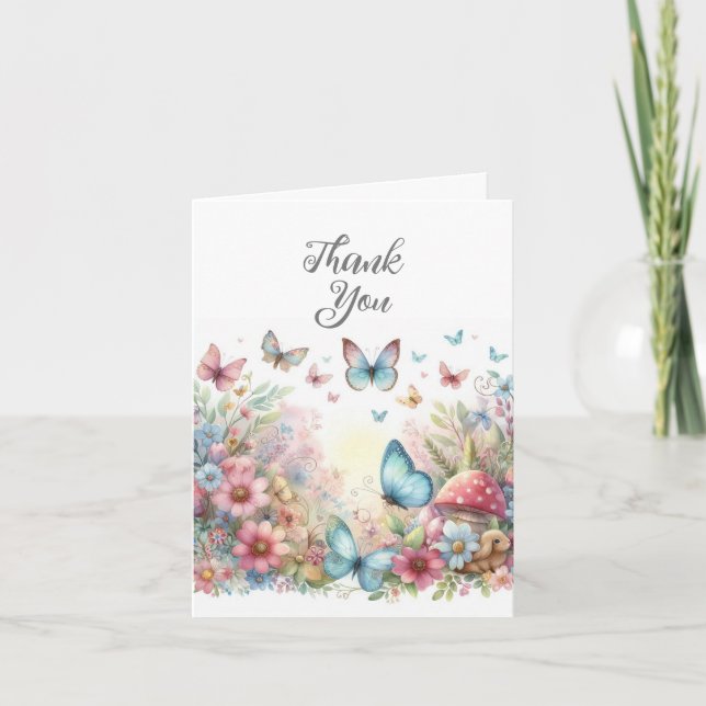 Tarjeta de agradecimiento de mariposas en acuarela (Anverso)
