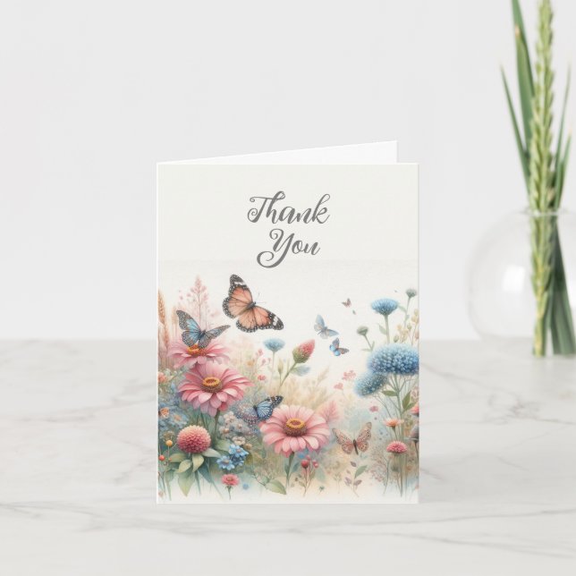 Tarjeta de agradecimiento de mariposas en acuarela (Anverso)