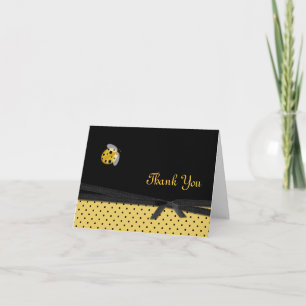 Tarjeta de agradecimiento de mariquita amarilla y
