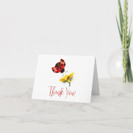 Tarjeta de agradecimiento de mariquita y girasol d