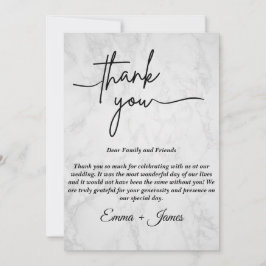 Tarjeta de agradecimiento de mármol blanco minimal