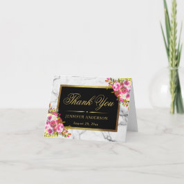 Tarjeta de agradecimiento de mármol con marco dora