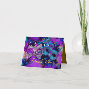 Tarjeta de agradecimiento de máscaras de Purpura A