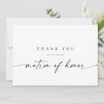 Tarjeta de agradecimiento de Matrón de honor | Min<br><div class="desc">Este diseño minimalista es perfecto para la novia moderna. Con un script de firma manuscrita emparejado con un sencillo tipo de letra sans-serif. Personalice con su propio mensaje en la parte posterior, o ordene en blanco y escriba a mano su mensaje. ¡Mira la tienda para ver las tarjetas de la...</div>