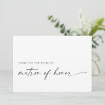 Tarjeta de agradecimiento de Matrón de honor | Min<br><div class="desc">Este diseño minimalista es perfecto para la novia moderna. Con un script de firma manuscrita emparejado con un sencillo tipo de letra sans-serif. Personalice con su propio mensaje en la parte posterior, o ordene en blanco y escriba a mano su mensaje. ¡Mira la tienda para ver las tarjetas de la...</div>