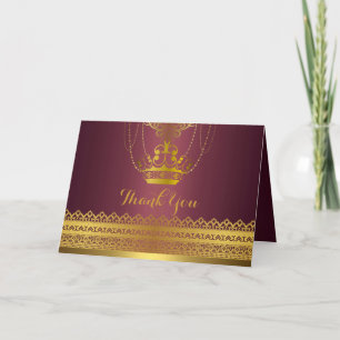 Tarjeta de agradecimiento de Mauve & Gold Crown