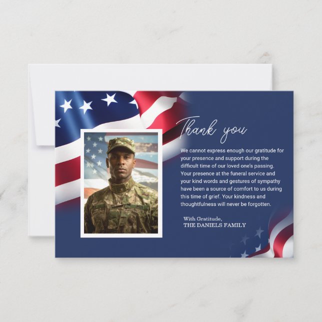 Tarjeta de agradecimiento de memorial de veterano  (Anverso)