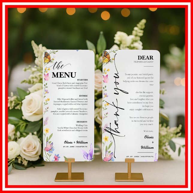 Tarjeta de agradecimiento de menú de boda de flore (Subido por el creador)