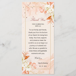 Tarjeta de agradecimiento de mesa celestial floral