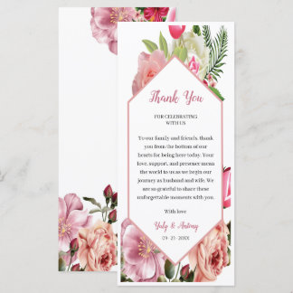 Tarjeta de agradecimiento de mesa Flor de Rosa Est