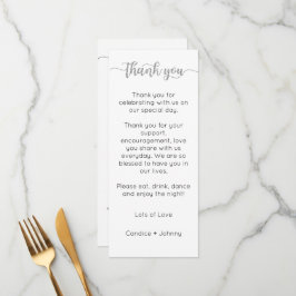 Tarjeta de agradecimiento de mesa, tarjeta de conf