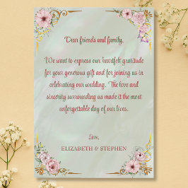 Tarjeta de agradecimiento de Mint Peony Vintage