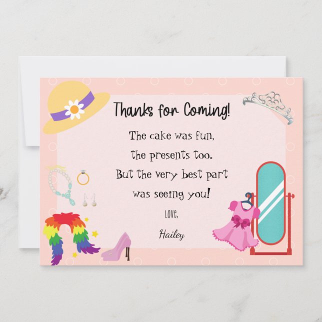 Tarjeta de agradecimiento de moda para vestirse (Anverso)