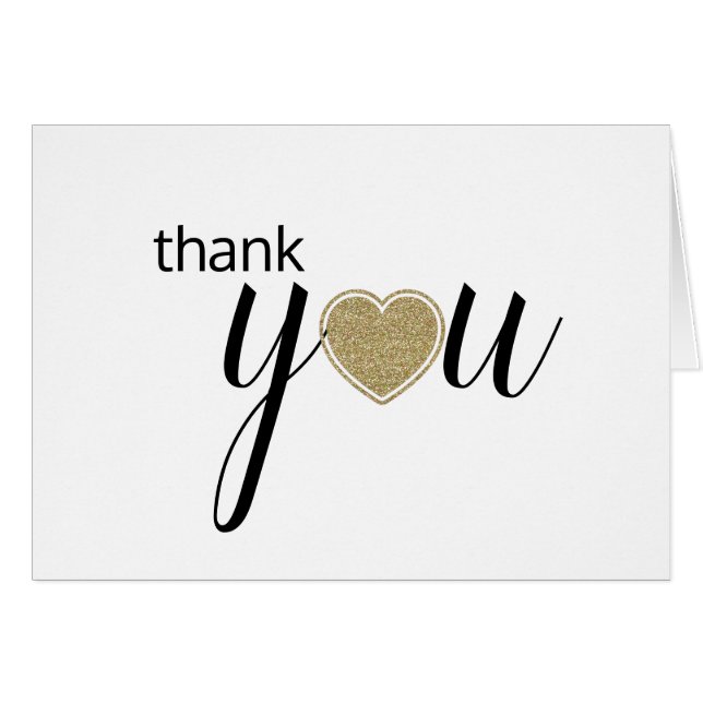 Tarjeta de agradecimiento de Modern Gold Heart (Anverso (Horizontal))