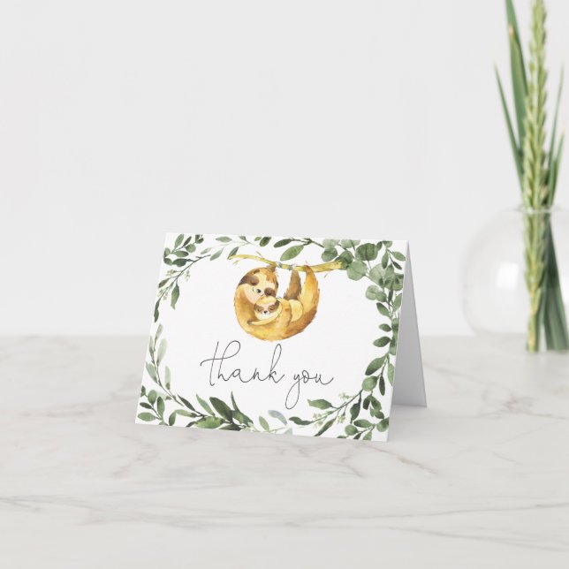 Tarjeta de agradecimiento de Mommy Sloth Baby Show (Anverso)
