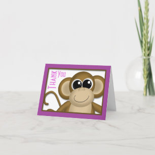 Tarjeta de agradecimiento de mono malva lindo