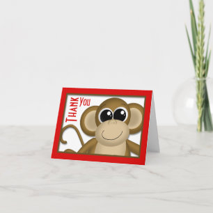 Tarjeta de agradecimiento de mono rojo lindo