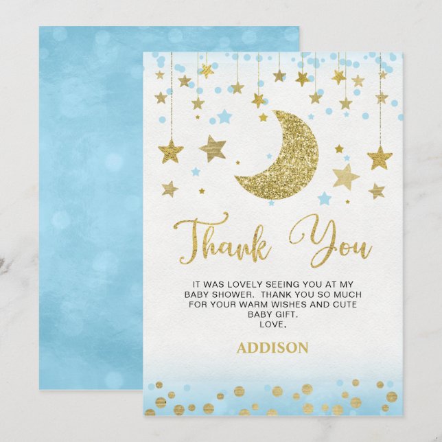 Tarjeta de agradecimiento de Moon Baby Shower, Pur (Anverso / Reverso)