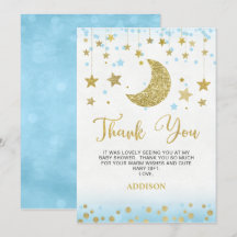 Tarjeta de agradecimiento de Moon Baby Shower, Pur