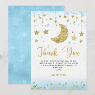 Tarjeta de agradecimiento de Moon Baby Shower, Pur