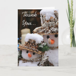 Tarjeta de agradecimiento de muñecos de nieve de N