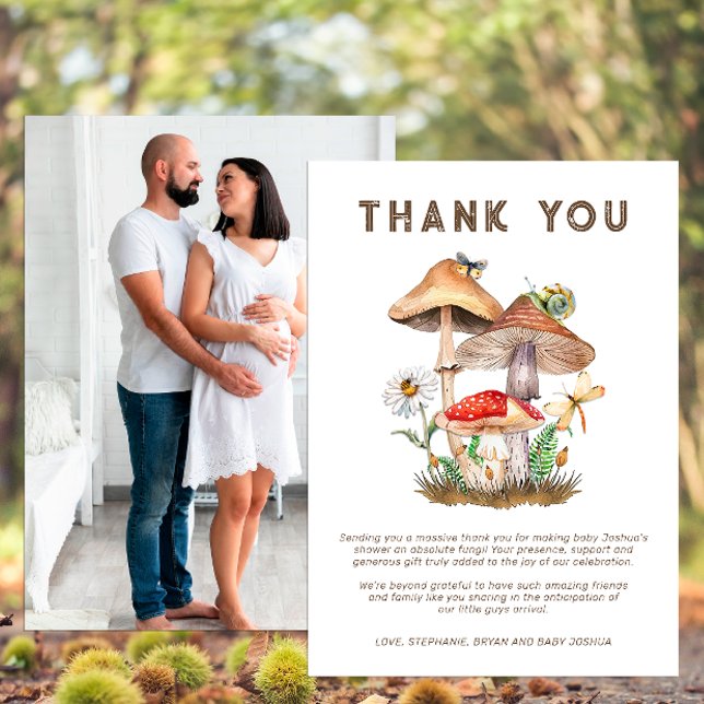 Tarjeta de agradecimiento de Mushroom Baby Shower  (Mushroom Baby Shower Thank You Card)