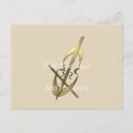 Tarjeta de agradecimiento de música de chelo dorad