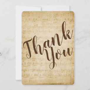 Tarjeta de agradecimiento de música vintage