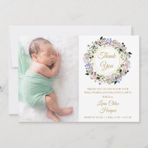 Tarjeta de agradecimiento de nacimiento Floral Bab