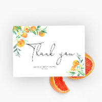 Tarjeta de agradecimiento de naranjas acuarela