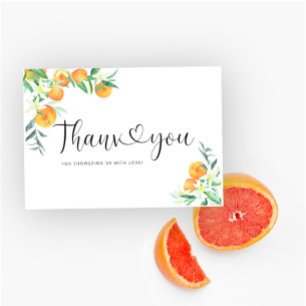 Tarjeta de agradecimiento de naranjas acuarela