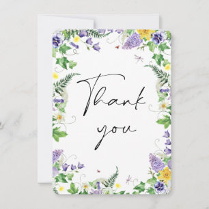 Tarjeta de agradecimiento de narcisos rústicos y f