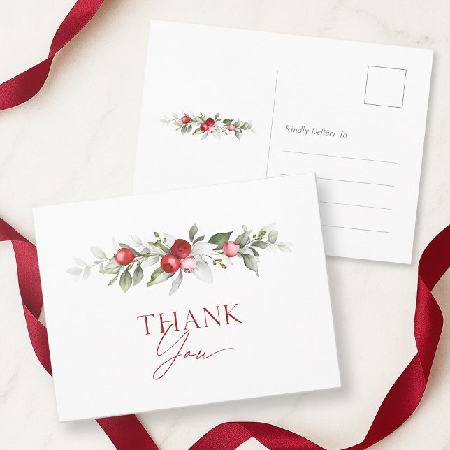 Tarjeta de agradecimiento de Navidad con bayas roj (Subido por el creador)