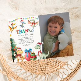 Tarjeta de agradecimiento de Navidad de dinosaurio
