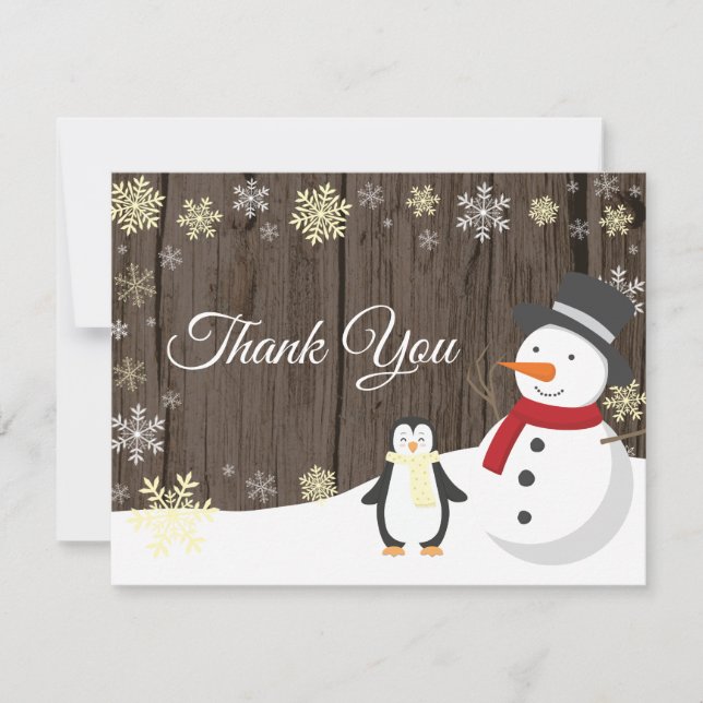 tarjeta de agradecimiento de Navidad de invierno c (Anverso)