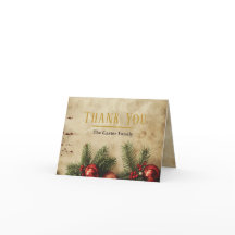 Tarjeta de agradecimiento de Navidad dorada vintag