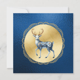 Tarjeta de agradecimiento de Navidad en oro y azul