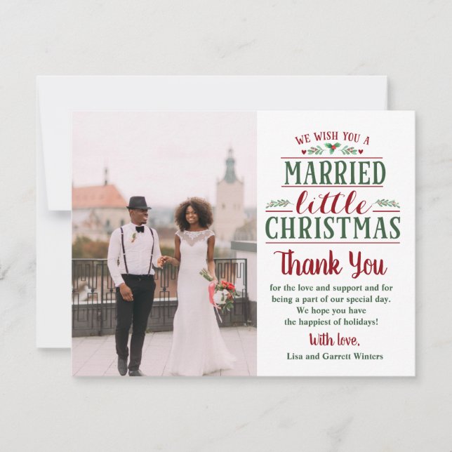 Tarjeta de agradecimiento de Navidad para casados (Anverso)