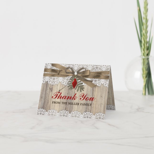 Tarjeta de agradecimiento de Navidad Vintage muy F (Anverso)