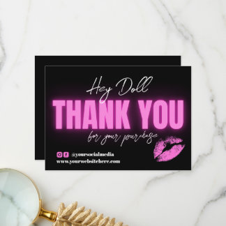 Tarjeta de agradecimiento de Neon Rosa brillante c