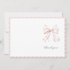 Tarjeta de agradecimiento de niña con lazo rosa li