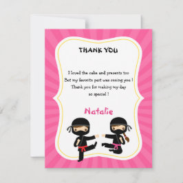 Tarjeta de agradecimiento de niña ninja - Cumpleañ