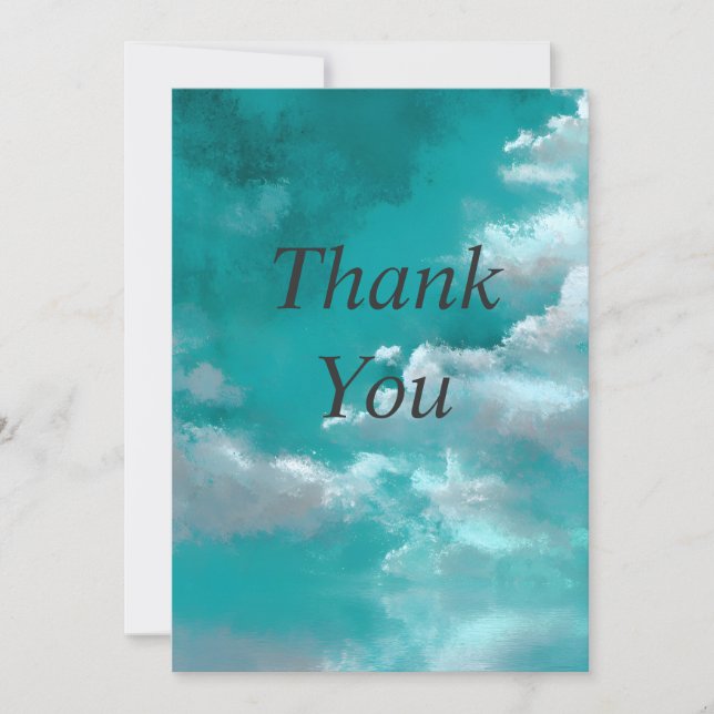 Tarjeta de agradecimiento de Nubes Blancas sobre T (Anverso)
