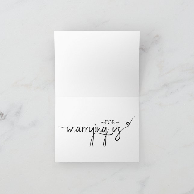 Tarjeta de agradecimiento de oficiante de boda por (Interior)