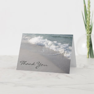 Tarjeta de agradecimiento de olas de océano y aren